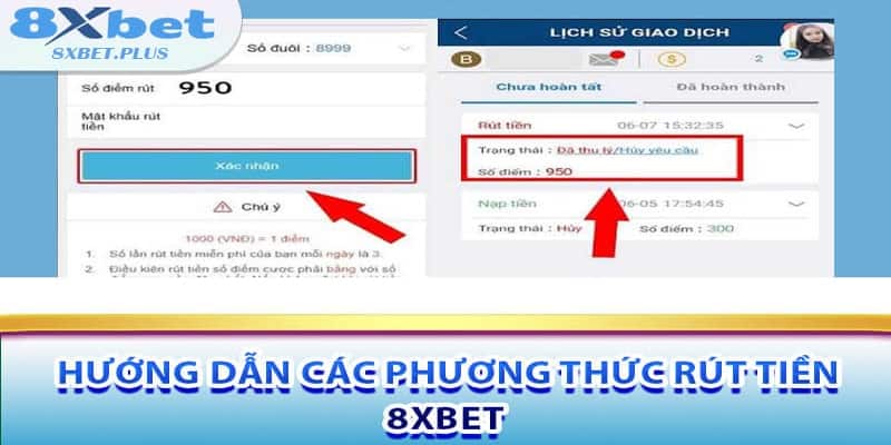 Các phương thức rút từ tài khoản hệ thống nhà cái 8xbet